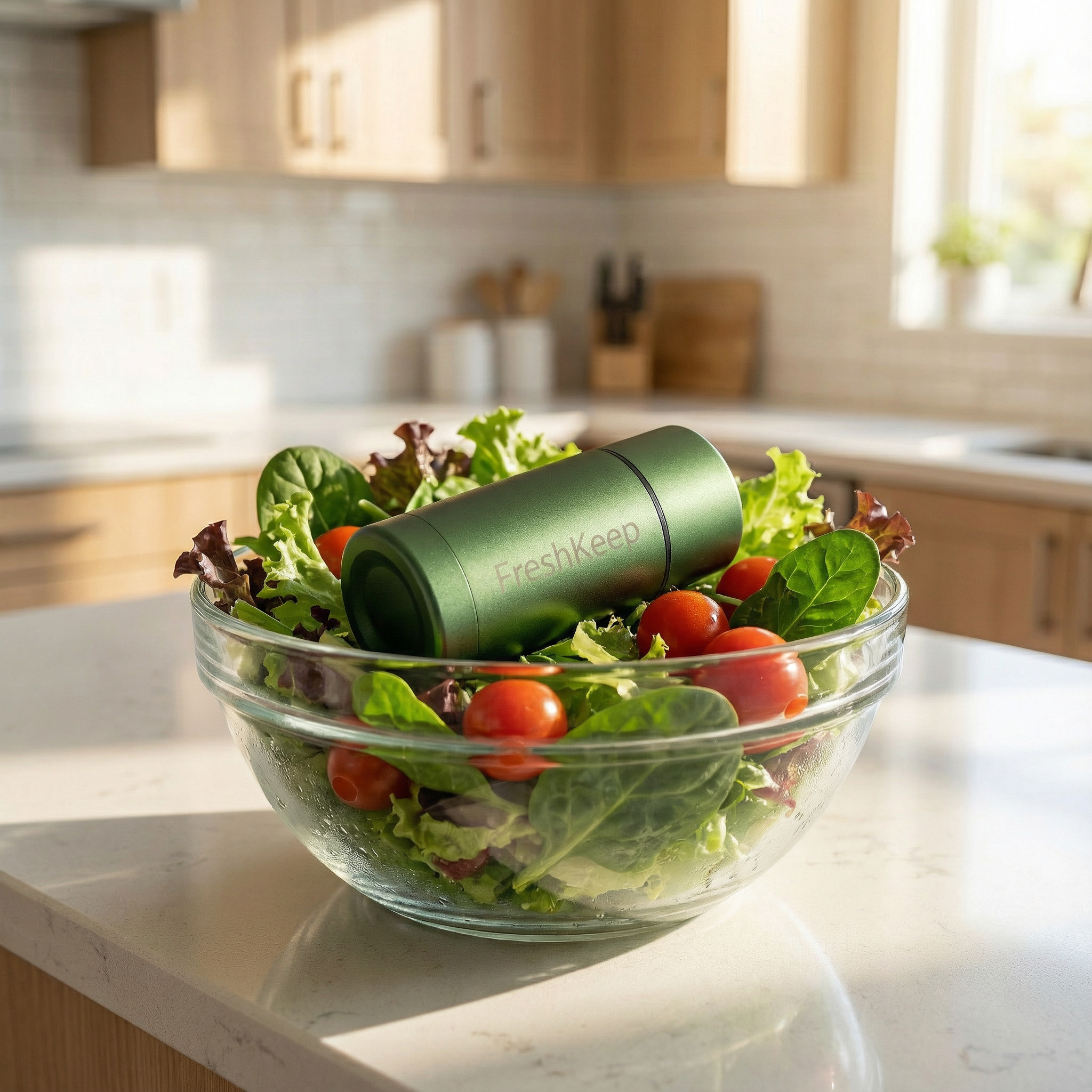 FreshKeep kapsel i skål med salat